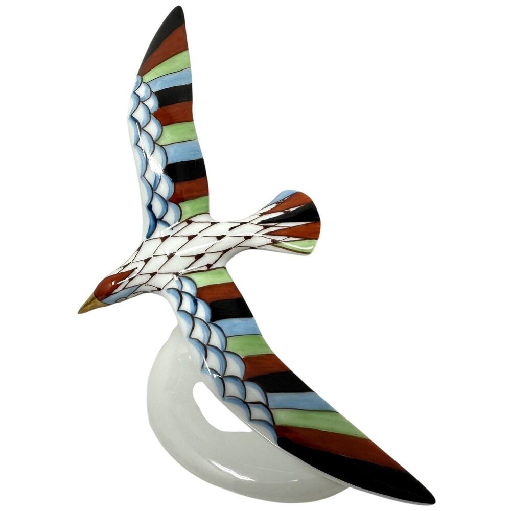 Hollóháza Hungary Handpainted Porcelain Flying Bird Figurine Decor Sculpture
